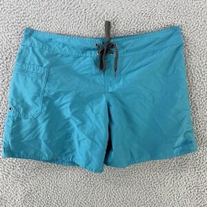 Patagonia Board Shorts Womens 6 Blue Swim Surf Solid Drawstring Zip Pocket